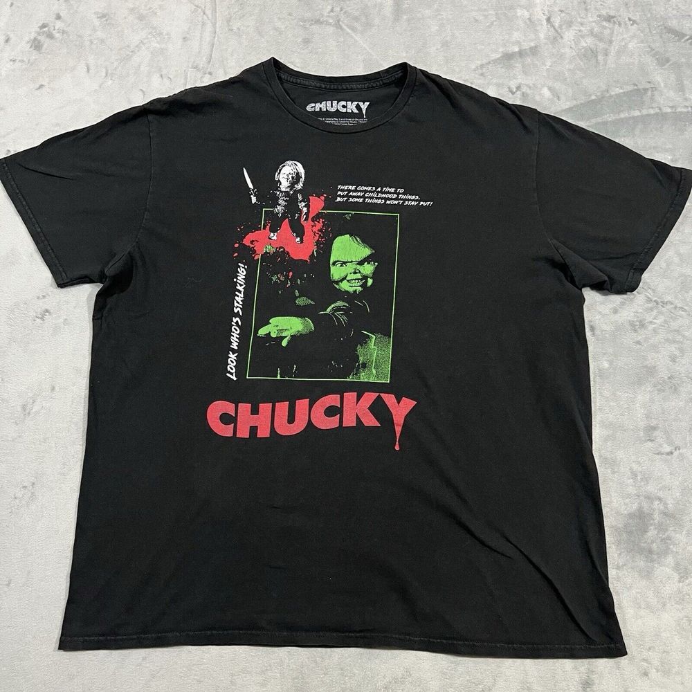 Chucky Childs Play Universal Studios T Shirt‎ Men XL Black Graphic Horror Scary